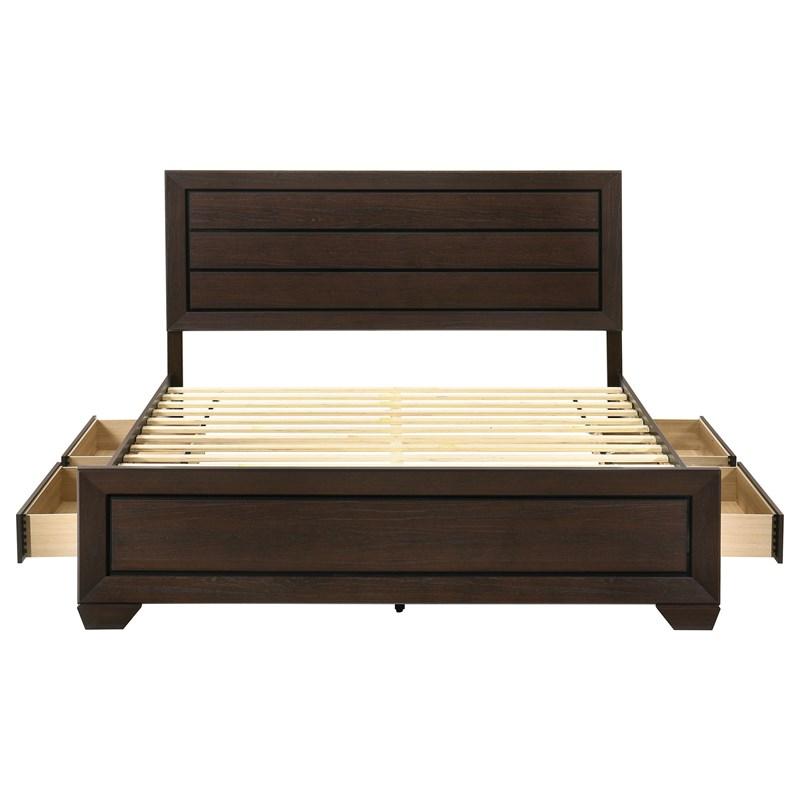 Large Picture of Coaster Furniture Kauffman 204390KE Wood Eastern King Storage Panel Bed - Dark Cocoa