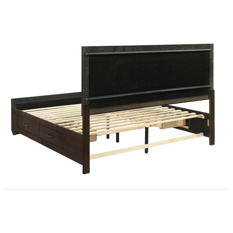 Large Picture of Coaster Furniture Kauffman 204390KE Wood Eastern King Storage Panel Bed - Dark Cocoa