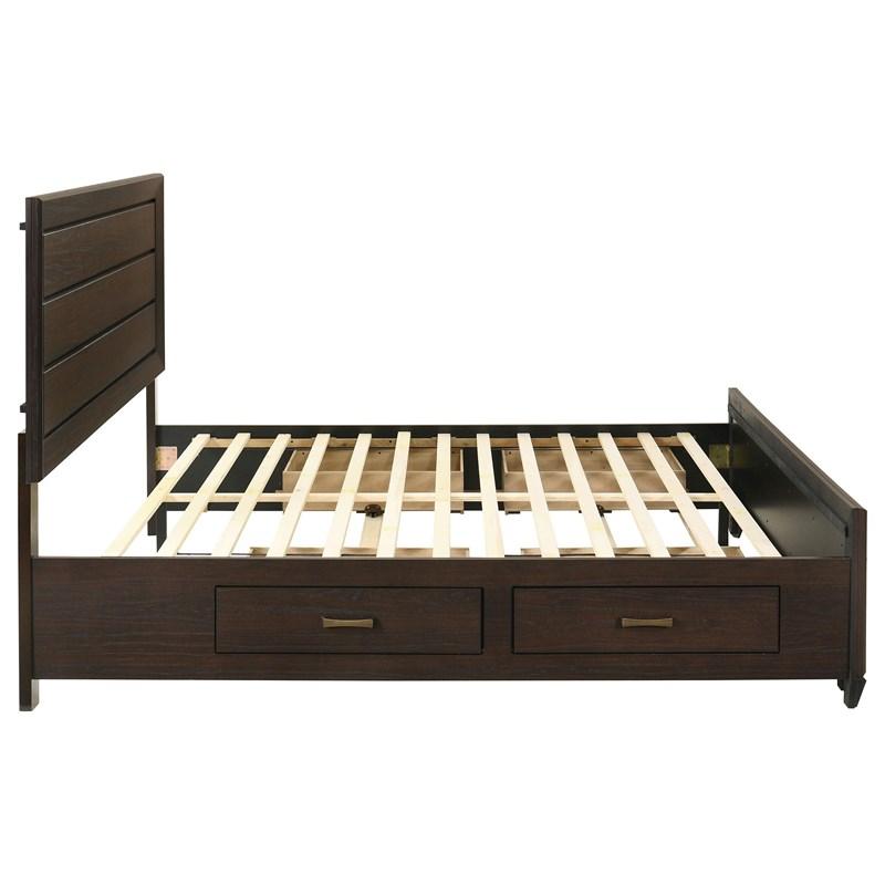 Large Picture of Coaster Furniture Kauffman 204390KE Wood Eastern King Storage Panel Bed - Dark Cocoa