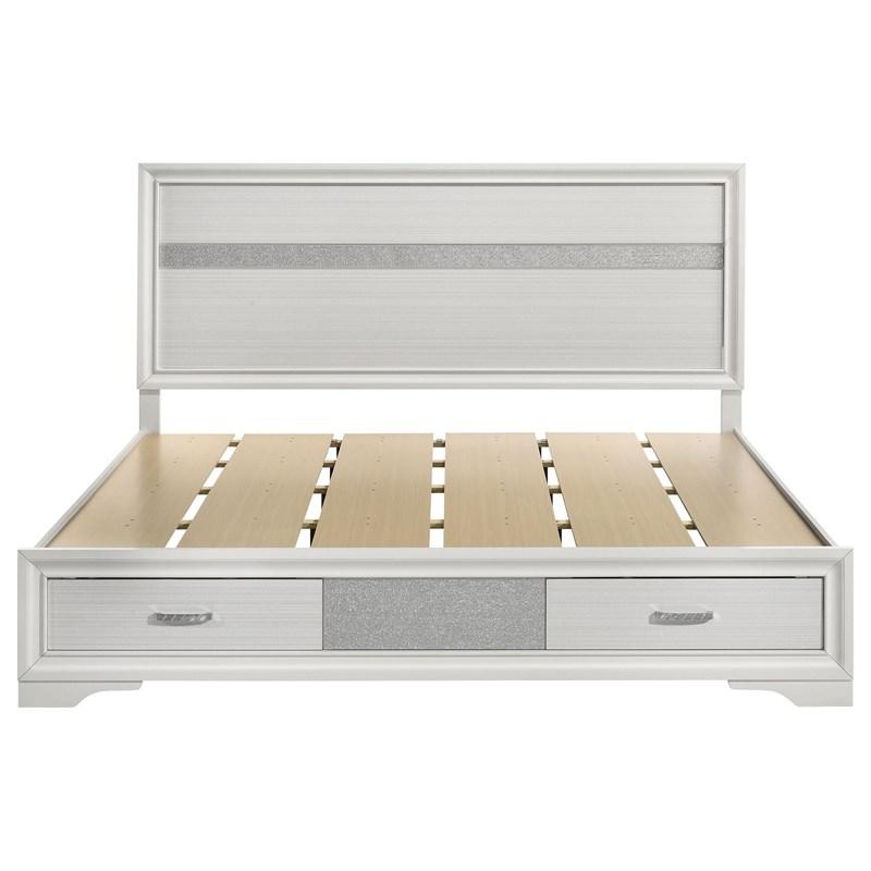 Large Picture of Coaster Furniture Miranda 205111KE 51-inch Wood Eastern King Storage Panel Bed - White