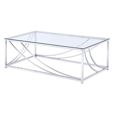Coaster Furniture Lille 720498 Rectangular Glass Top Coffee Table - Chrome