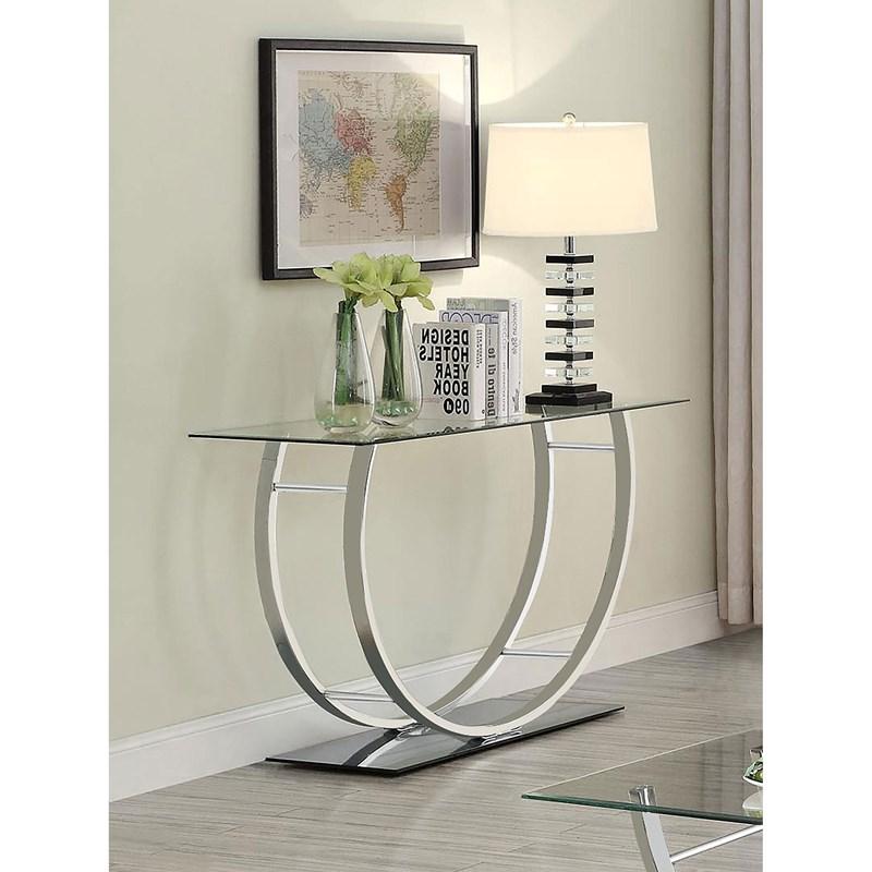 Large Picture of Coaster Furniture Danville 704989 U-shaped Glass Top Entryway Console Table - Chrome