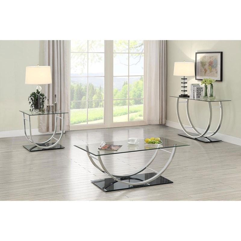 Large Picture of Coaster Furniture Danville 704989 U-shaped Glass Top Entryway Console Table - Chrome
