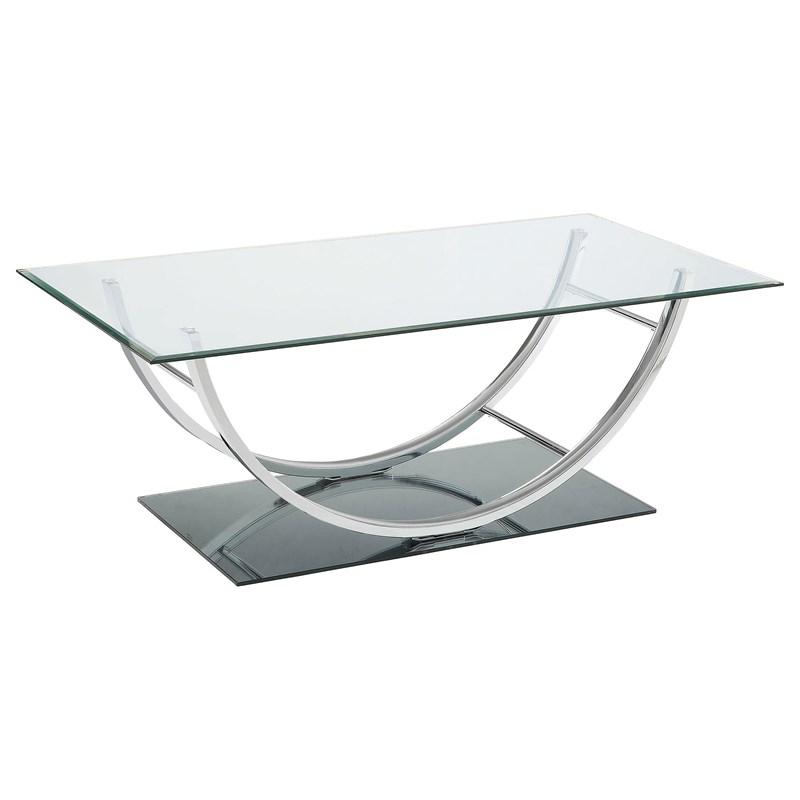 Coaster Furniture Danville 704988 Rectangular U-Shaped Glass Top Coffee Table - Chrome