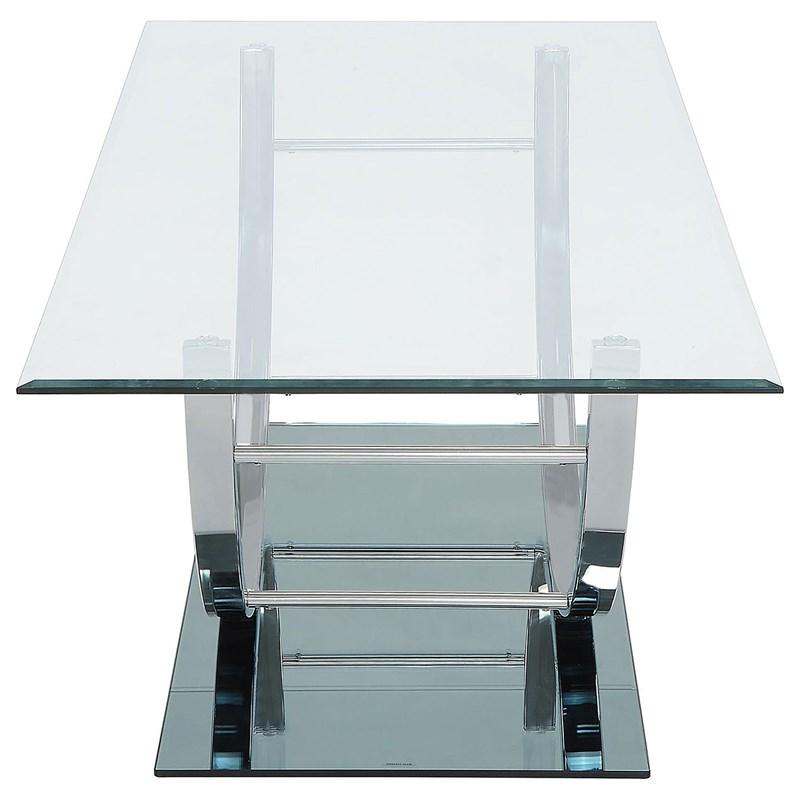 Large Picture of Coaster Furniture Danville 704988 Rectangular U-Shaped Glass Top Coffee Table - Chrome