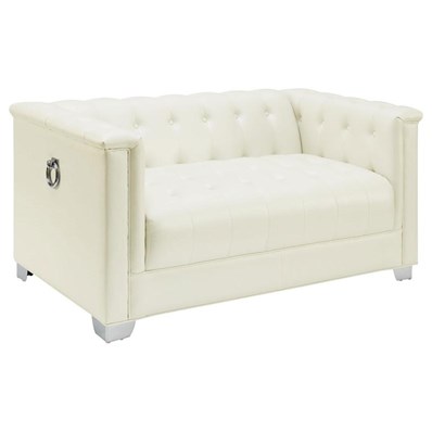 Coaster Furniture Chaviano 505392 Upholstered Track Arm Loveseat - Pearl White