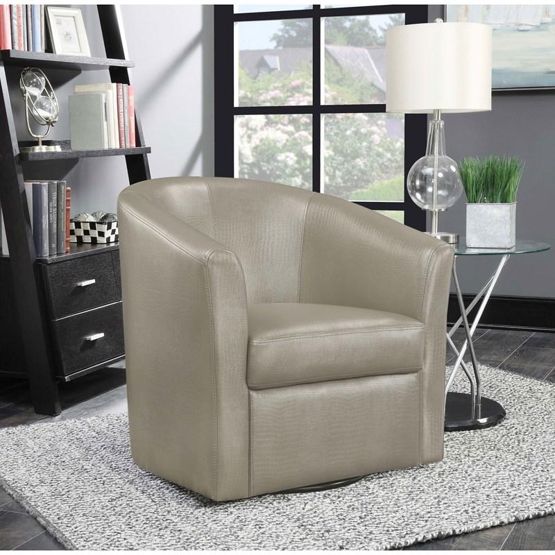 Large Picture of Coaster Furniture Turner 902726 Upholstered Barrel Back Swivel Chair - Champagne