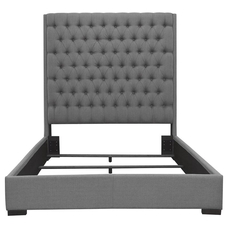 Large Picture of Coaster Furniture Camille 300621Q Upholstered Queen Panel Bed - Grey