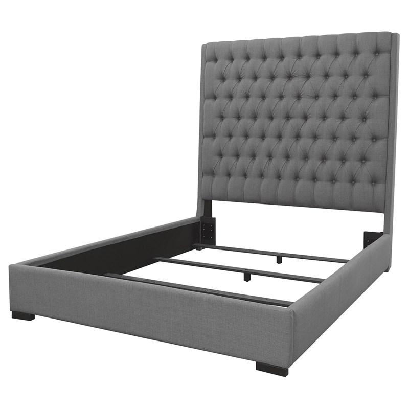 Large Picture of Coaster Furniture Camille 300621Q Upholstered Queen Panel Bed - Grey