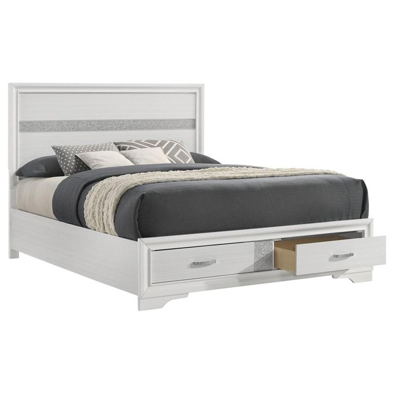 Large Picture of Coaster Furniture Miranda 205111Q 51-inch Wood Queen Storage Panel Bed - White