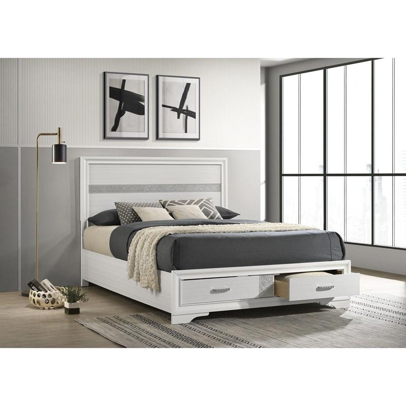 Large Picture of Coaster Furniture Miranda 205111Q 51-inch Wood Queen Storage Panel Bed - White