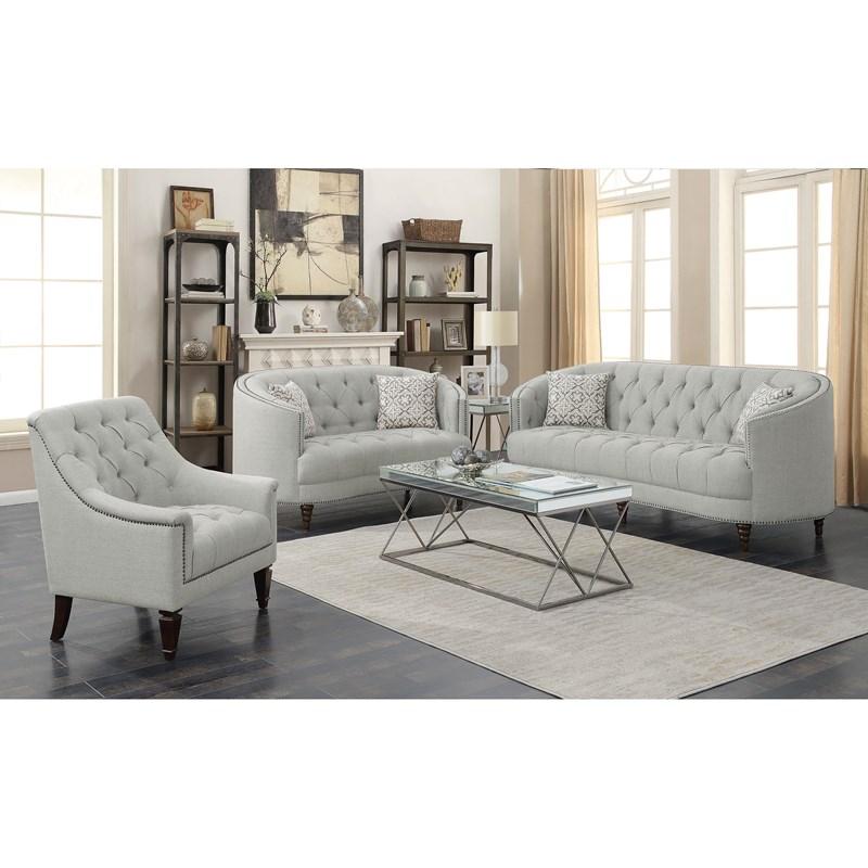 Large Picture of Coaster Furniture Avonlea 505643 Fabric Upholstered Sloped Arm Chair - Grey Fabric
