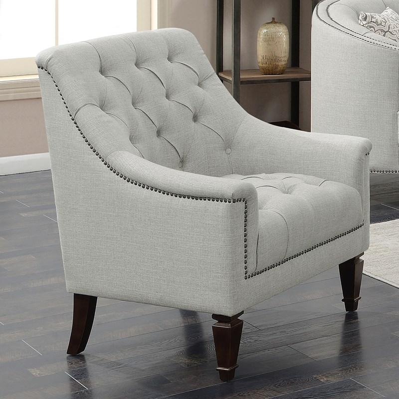Large Picture of Coaster Furniture Avonlea 505643 Fabric Upholstered Sloped Arm Chair - Grey Fabric