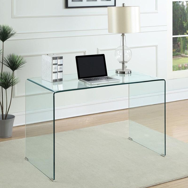 Large Picture of Coaster Furniture Ripley 801581 47-inch Tempered Bent Glass Writing Desk - Clear
