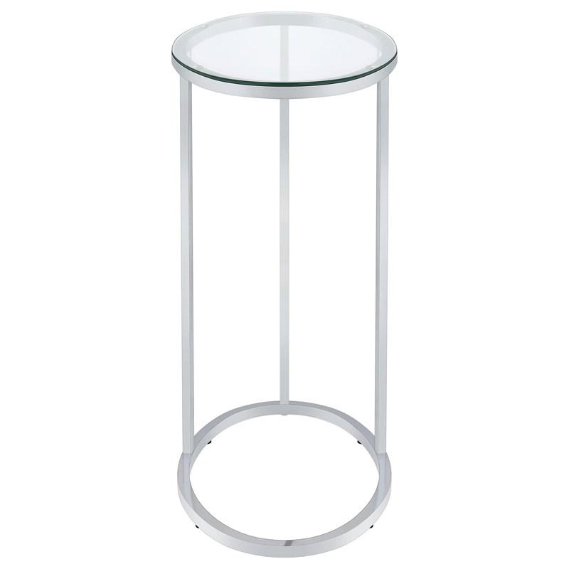 Large Picture of Coaster Furniture Kyle 902927 Oval Glass Top C-Shaped Sofa Side Table - Chrome