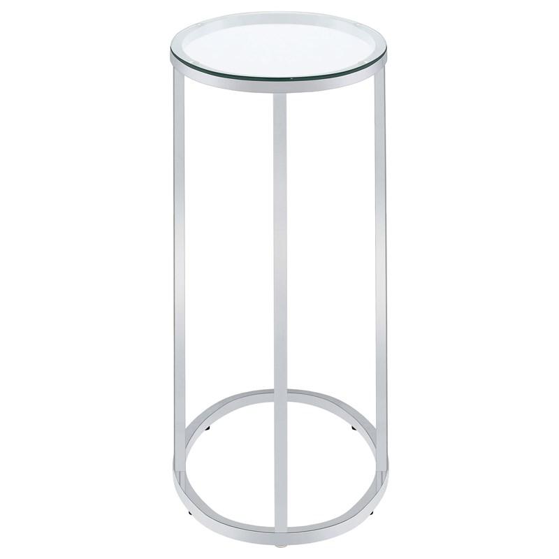 Large Picture of Coaster Furniture Kyle 902927 Oval Glass Top C-Shaped Sofa Side Table - Chrome