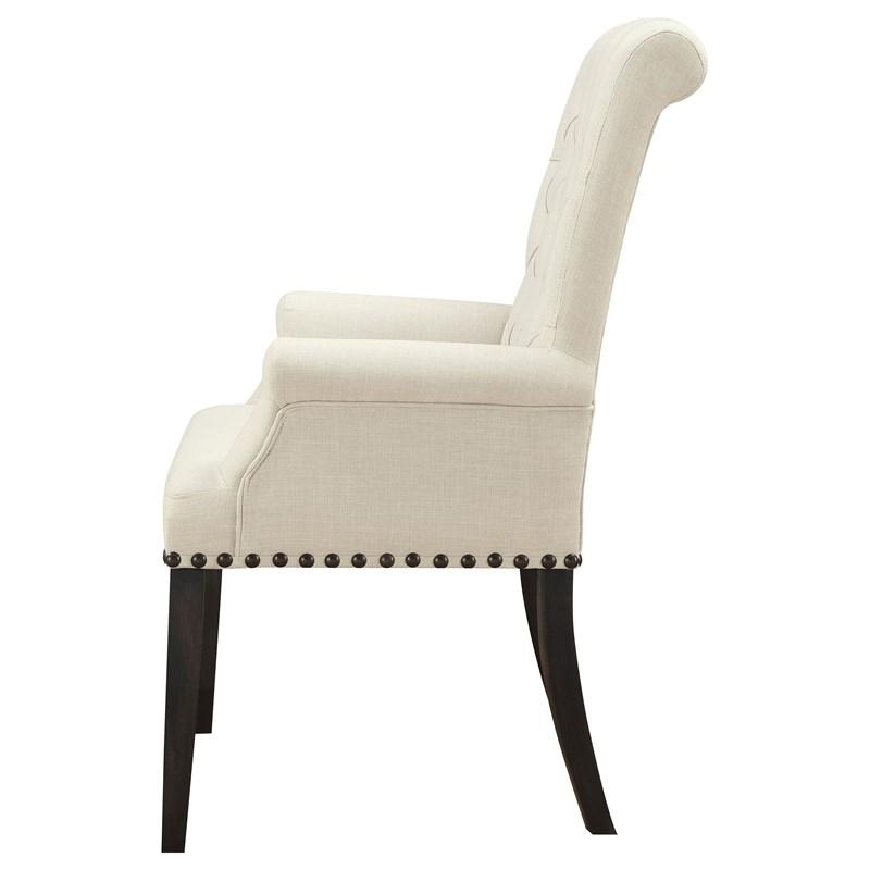 Large Picture of Coaster Furniture Alana 107283 Fabric Upholstered Dining Arm Chair - Beige