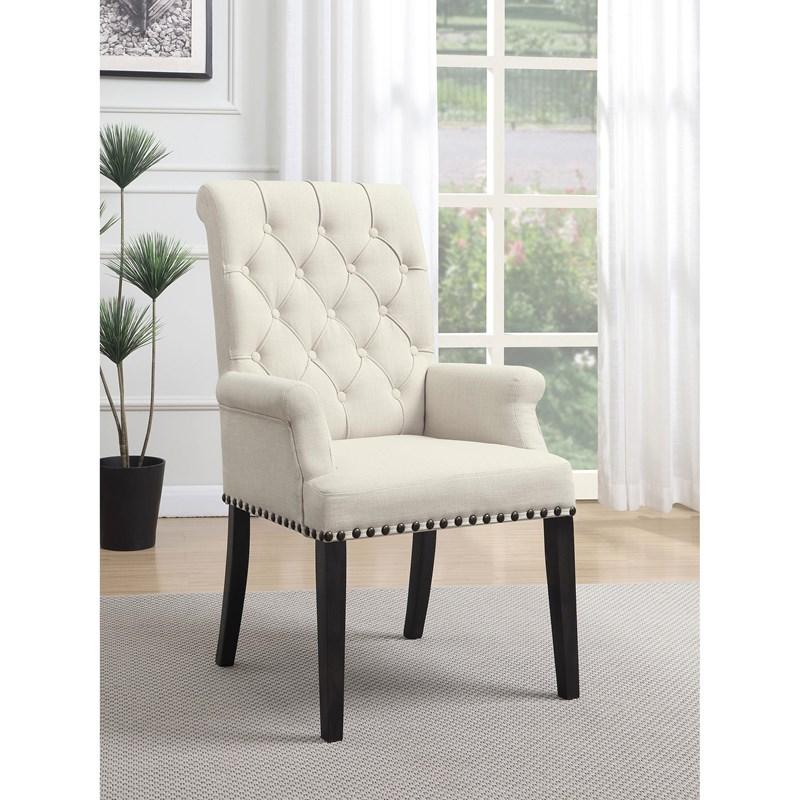 Large Picture of Coaster Furniture Alana 107283 Fabric Upholstered Dining Arm Chair - Beige