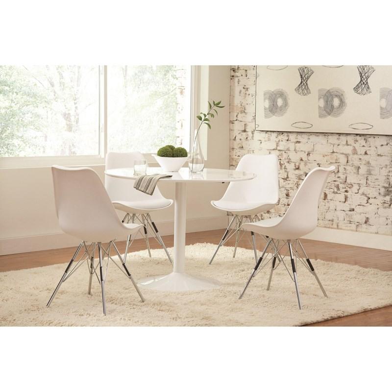 Large Picture of Coaster Furniture Lowry 105261 Round 40-inch Wood Top Dining Table - White