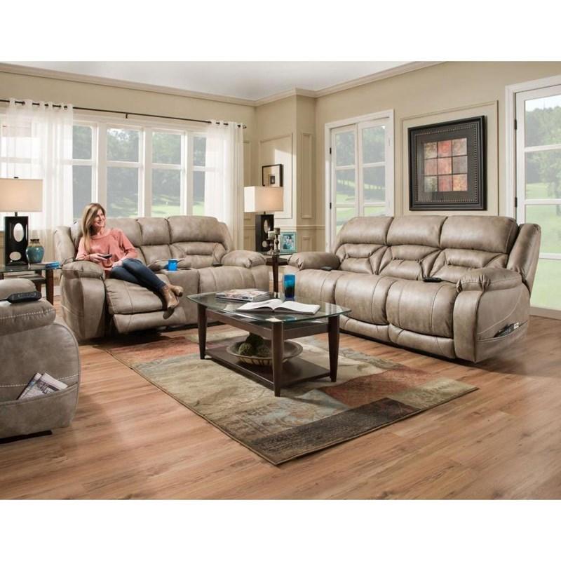 Large Picture of Homestretch Furniture 158-37-17 Double Reclining Power Sofa
