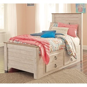 Signature Design by Ashley Willowton B267B21 Twin Panel Bed with 2 Storage Drawers (Kids Beds - Bed)