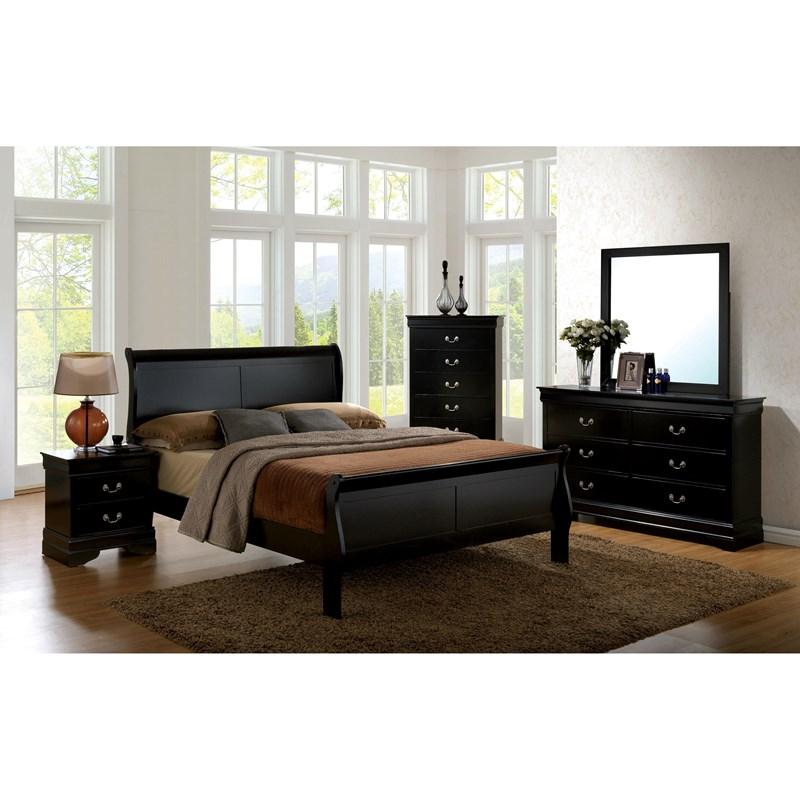 Large Picture of Furniture of America Louis Philippe III CM7866BK-M Dresser Mirror (Black)
