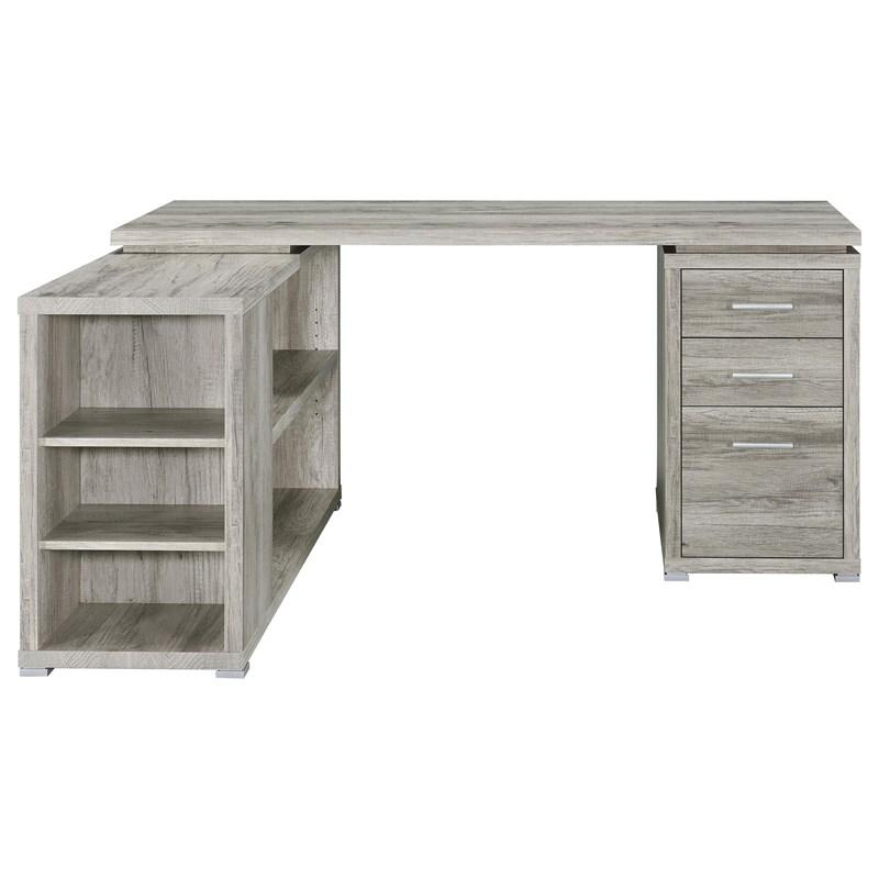 Large Picture of Coaster Furniture Yvette 801516 60-inch 3-Drawer L-Shape Computer Desk - Grey Driftwood