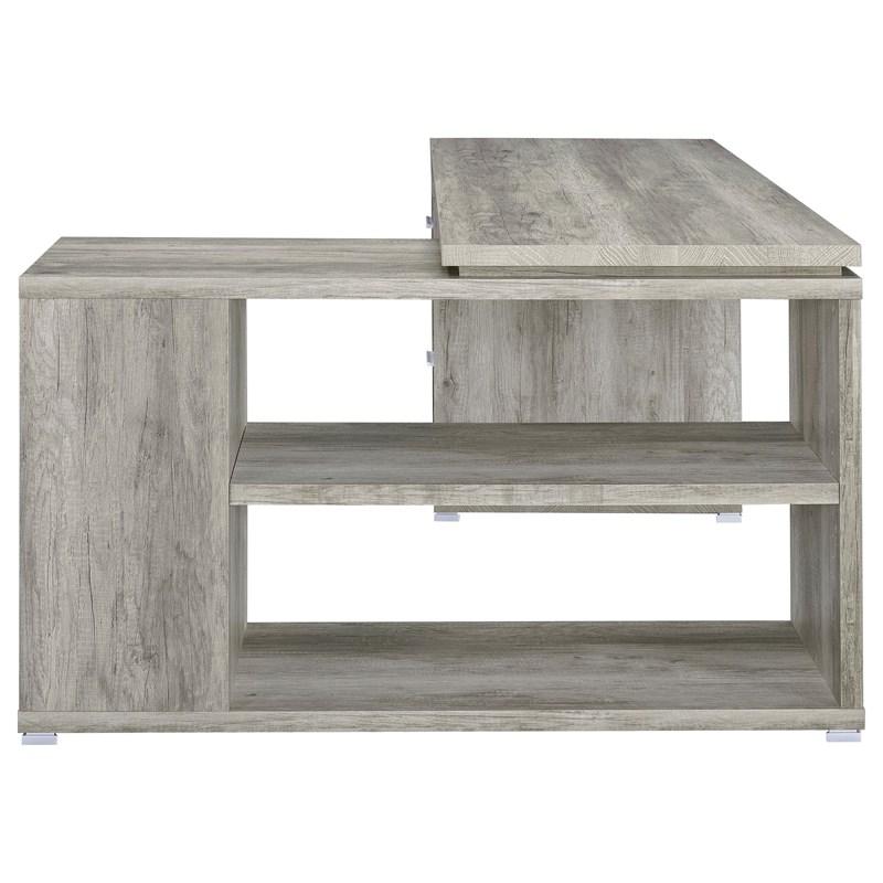 Large Picture of Coaster Furniture Yvette 801516 60-inch 3-Drawer L-Shape Computer Desk - Grey Driftwood