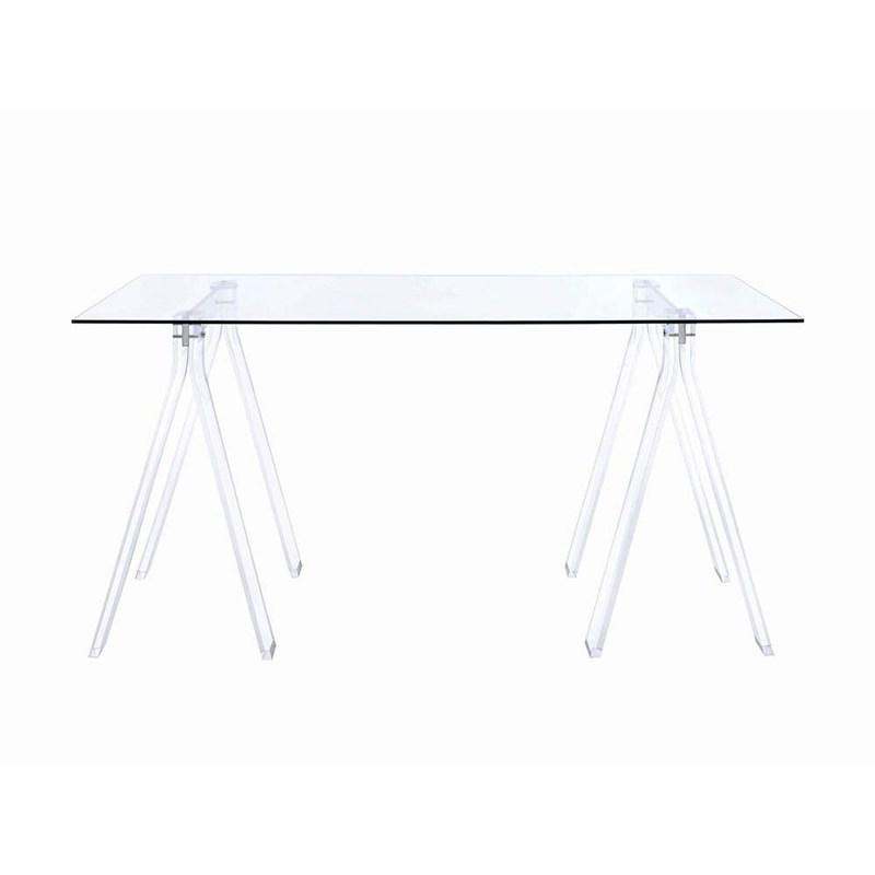 Large Picture of Coaster Furniture Amaturo 801535 59-inch Glass Top Acrylic Writing Desk - Clear