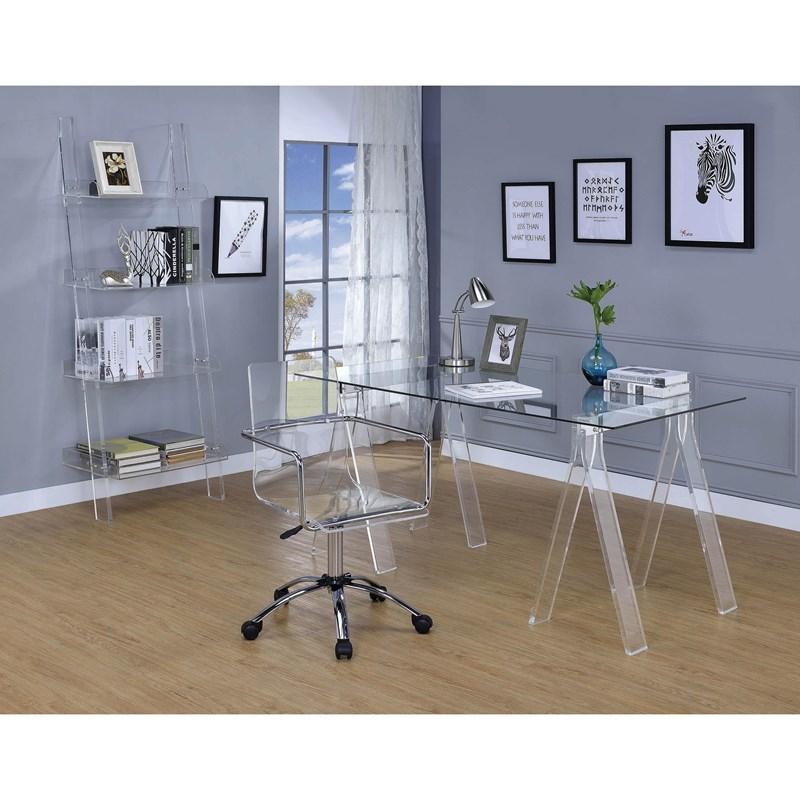 Large Picture of Coaster Furniture Amaturo 801535 59-inch Glass Top Acrylic Writing Desk - Clear