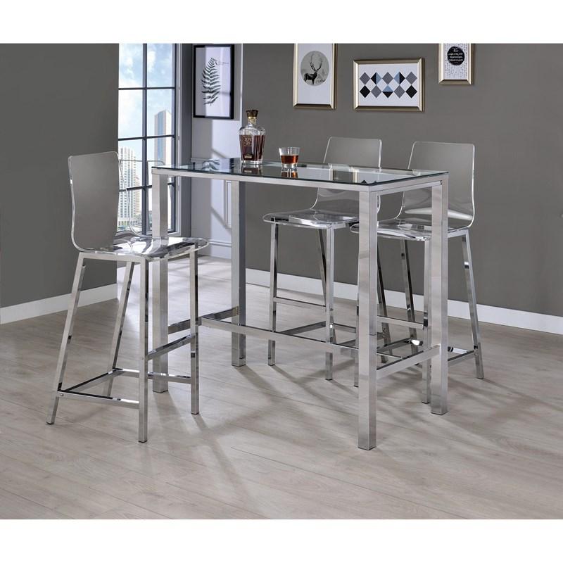 Large Picture of Coaster Furniture Tolbert 104873 Rectangular 47-inch Glass Top Pub Bar Table - Chrome