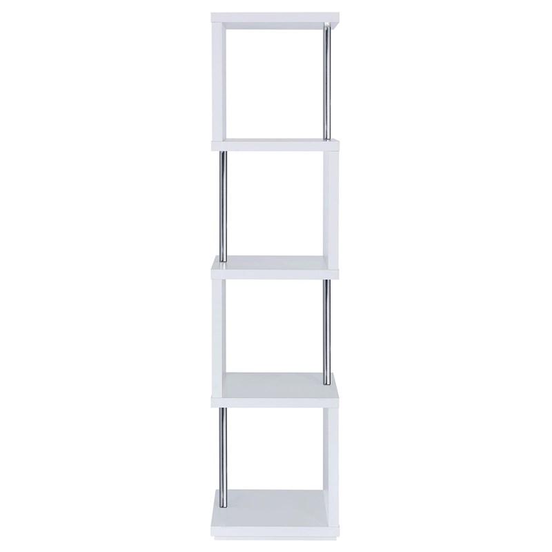 Large Picture of Coaster Furniture Baxter 801418 67-inch 4-shelf Bookshelf - White and Chrome