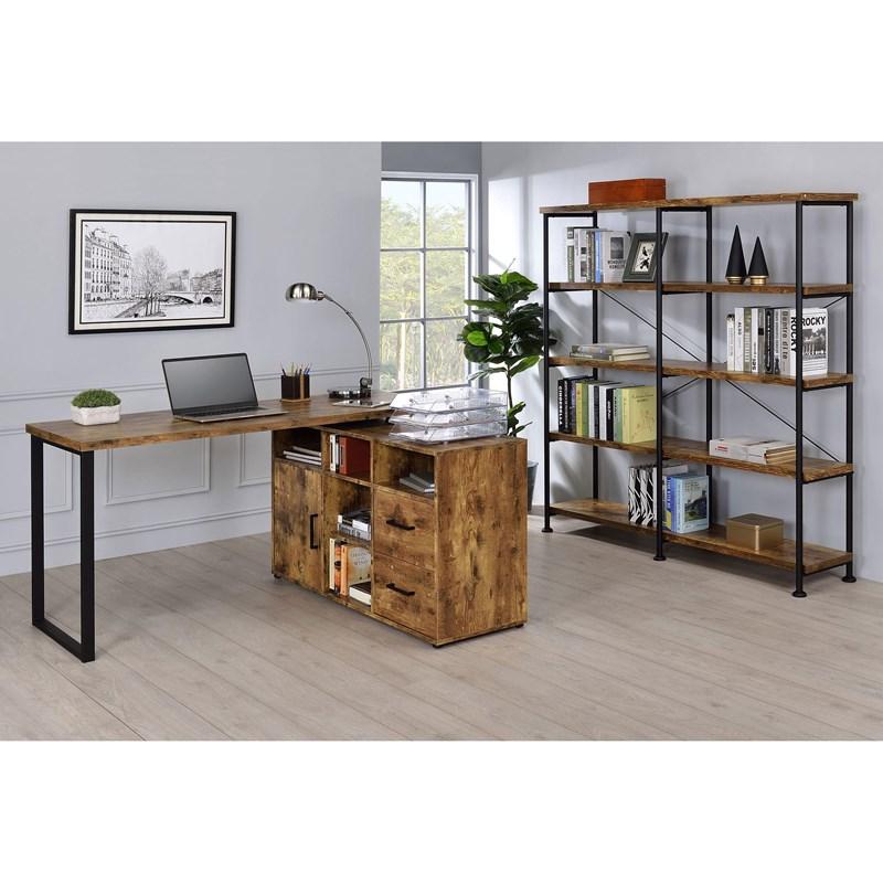 Large Picture of Coaster Furniture Analiese 801543 63-inch 4-shelf Double Bookshelf - Rustic Nutmeg