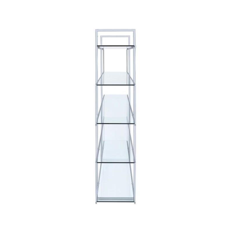 Large Picture of Coaster Furniture Elmer 801304 63-inch 5-shelf Bookshelf - Clear and Chrome