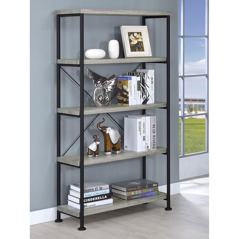 Large Picture of Coaster Furniture Analiese 801546 63-inch 4-shelf Bookshelf - Grey Driftwood