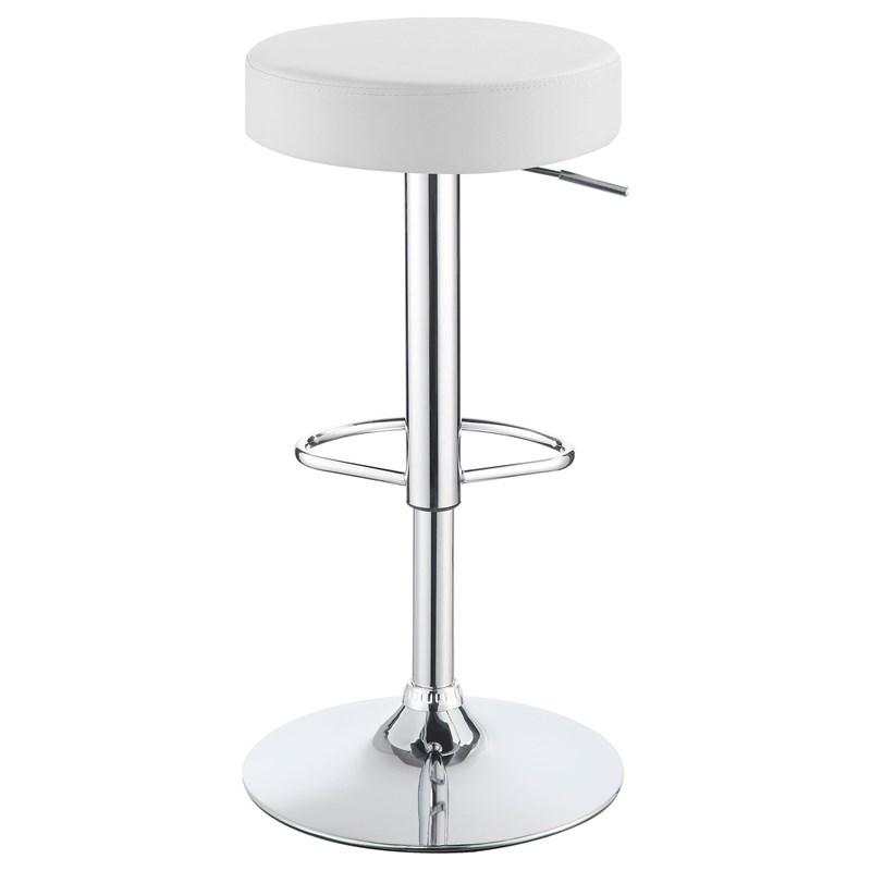 Large Picture of Coaster Furniture Ramses 102550 Adjustable Backless Bar Stool - Chrome and White