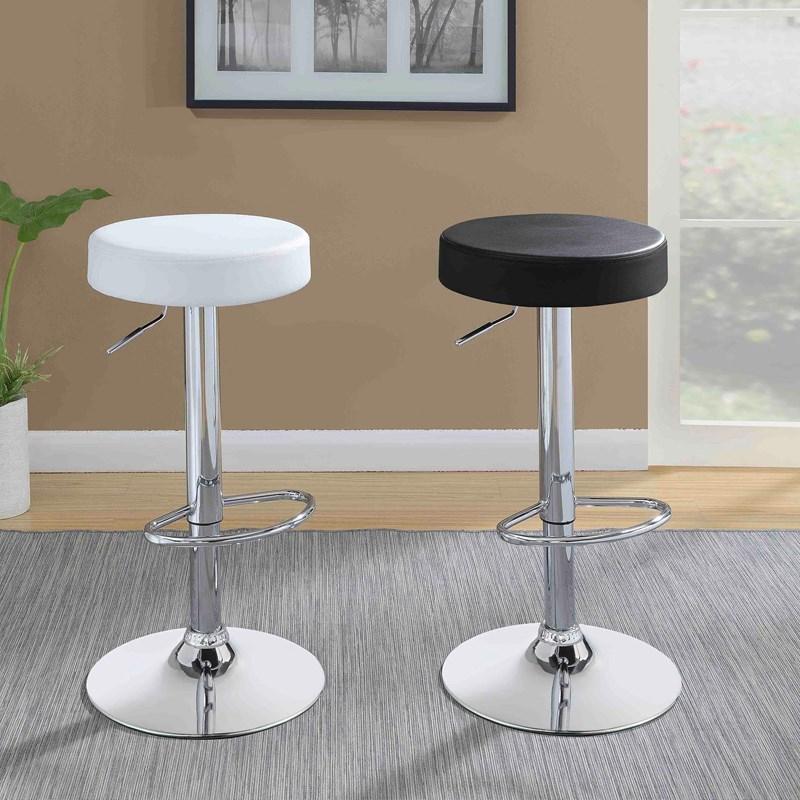 Large Picture of Coaster Furniture Ramses 102550 Adjustable Backless Bar Stool - Chrome and White