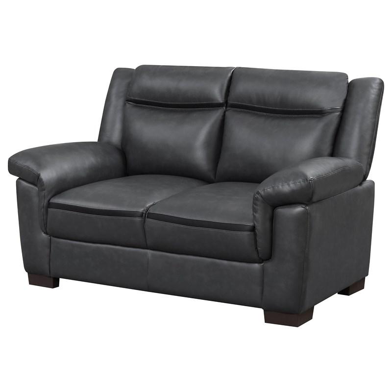 Large Picture of Coaster Furniture Arabella 506592 Upholstered Padded Arm Loveseat - Grey