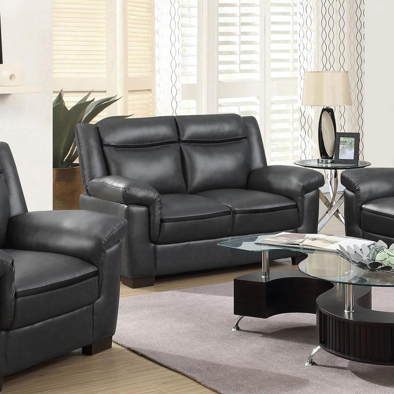 Large Picture of Coaster Furniture Arabella 506592 Upholstered Padded Arm Loveseat - Grey