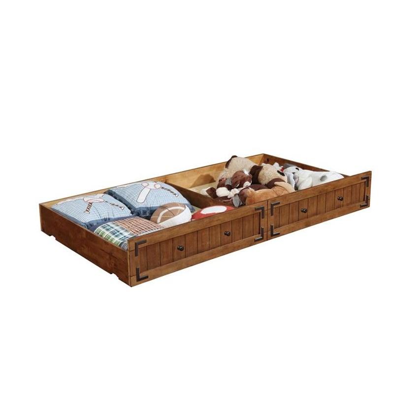 Large Picture of Coaster Furniture Oakdale 300676 Wood Storage Trundle - Rustic Honey