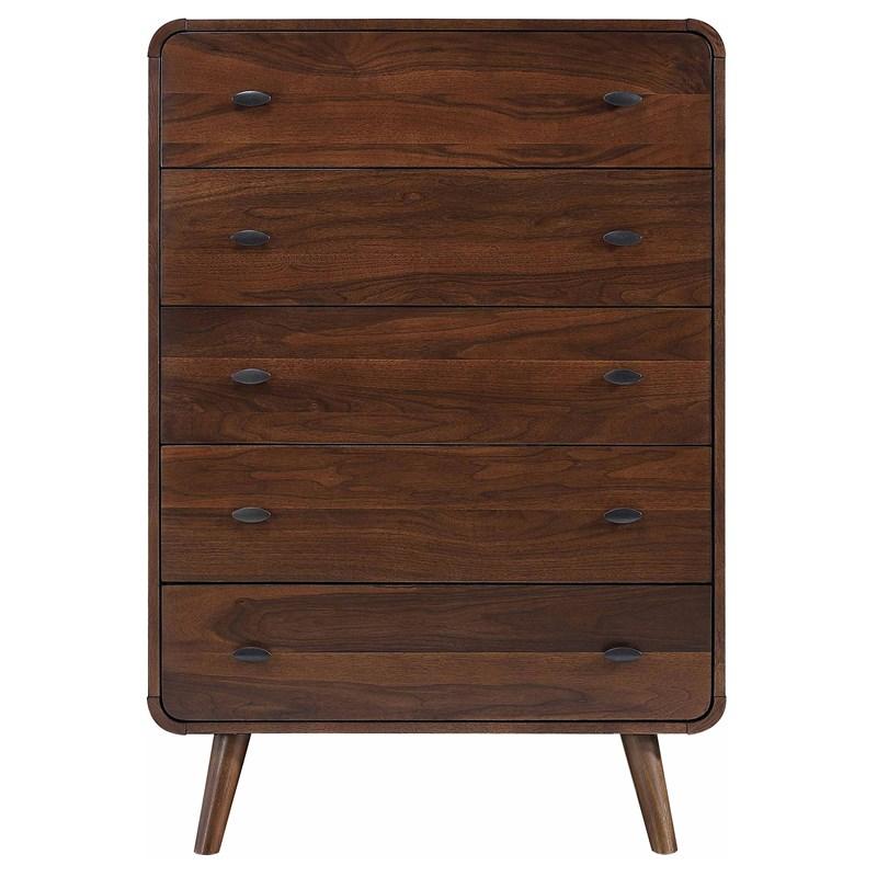 Large Picture of Coaster Furniture Robyn 205135 5-Drawer Bedroom Chest of Drawers - Dark Walnut