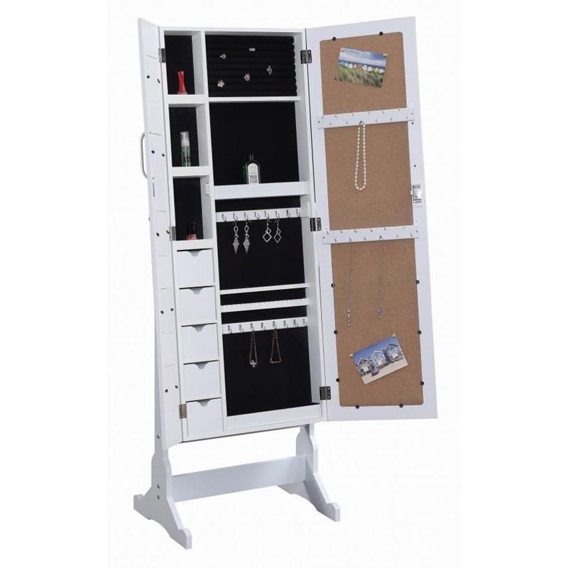 Large Picture of Coaster Furniture Doyle 904031 Cheval Mirror with Jewelry Storage - White