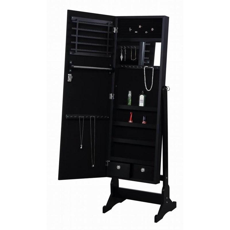 Large Picture of Coaster Furniture Tutuola 904039 Cheval Mirror with Jewelry Storage - Black