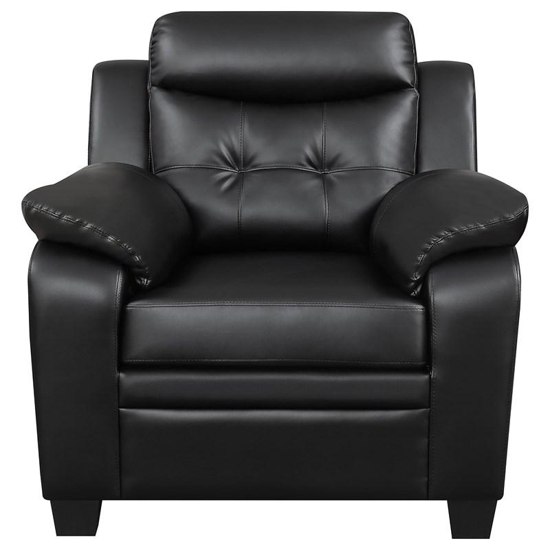 Large Picture of Coaster Furniture Finley 506553 Upholstered Padded Arm Tufted Accent Chair - Black