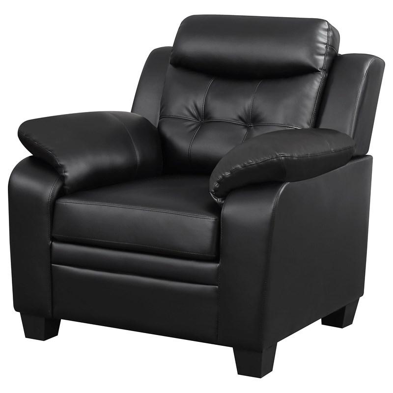 Large Picture of Coaster Furniture Finley 506553 Upholstered Padded Arm Tufted Accent Chair - Black
