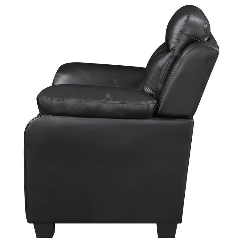 Large Picture of Coaster Furniture Finley 506553 Upholstered Padded Arm Tufted Accent Chair - Black