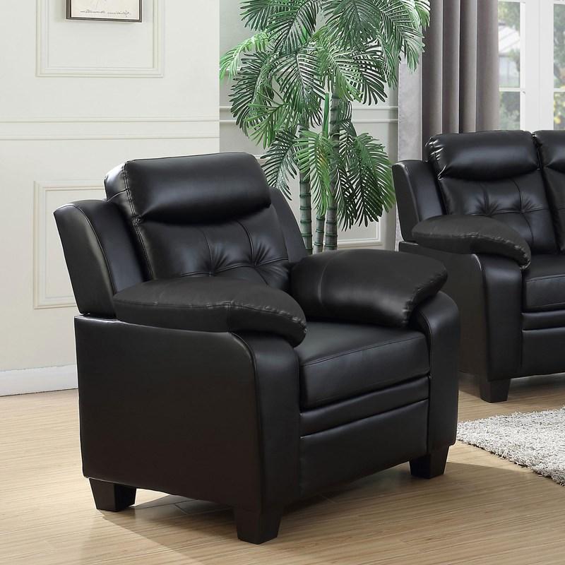 Large Picture of Coaster Furniture Finley 506553 Upholstered Padded Arm Tufted Accent Chair - Black