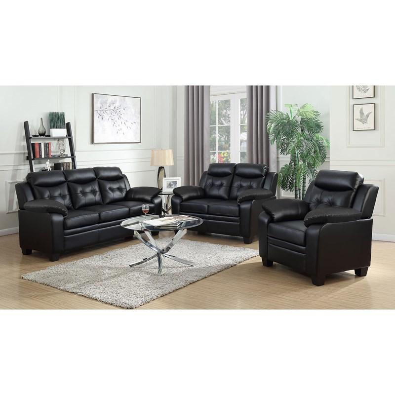 Large Picture of Coaster Furniture Finley 506553 Upholstered Padded Arm Tufted Accent Chair - Black