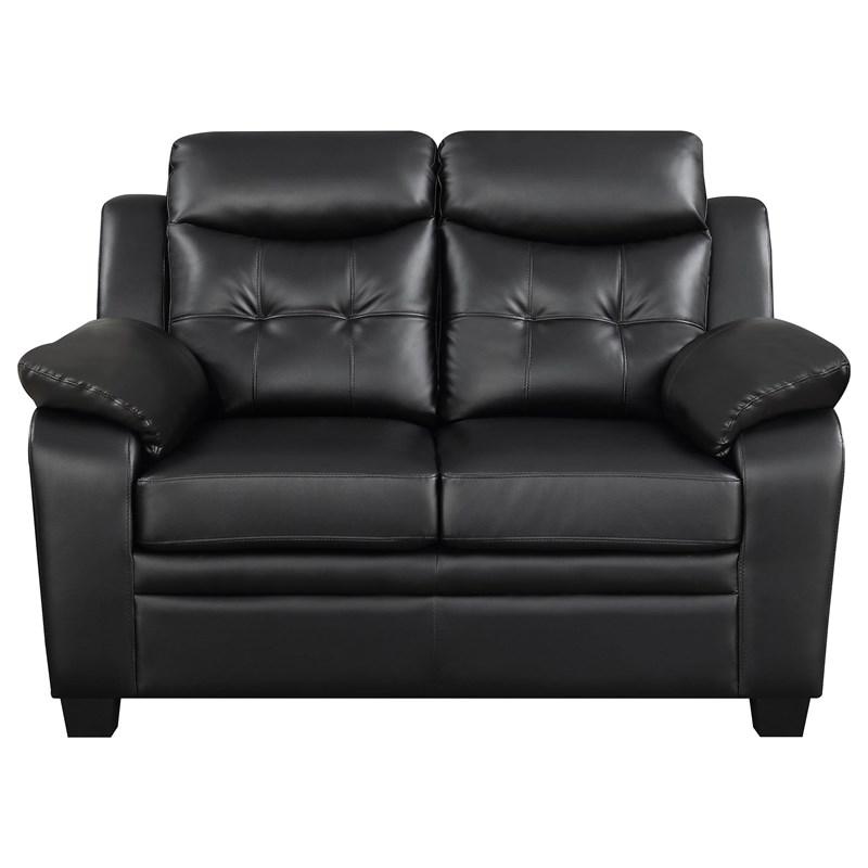 Large Picture of Coaster Furniture Finley 506552 Upholstered Padded Arm Tufted Loveseat - Black