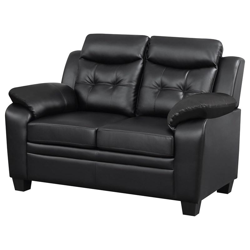 Large Picture of Coaster Furniture Finley 506552 Upholstered Padded Arm Tufted Loveseat - Black